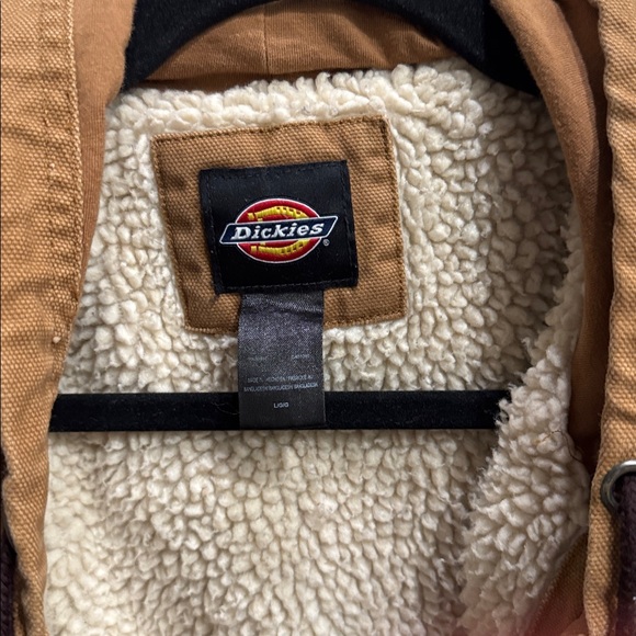 Men’s Dickies tan brown hooded Sherpa lined winter field casual canvas jacket - Picture 6 of 10